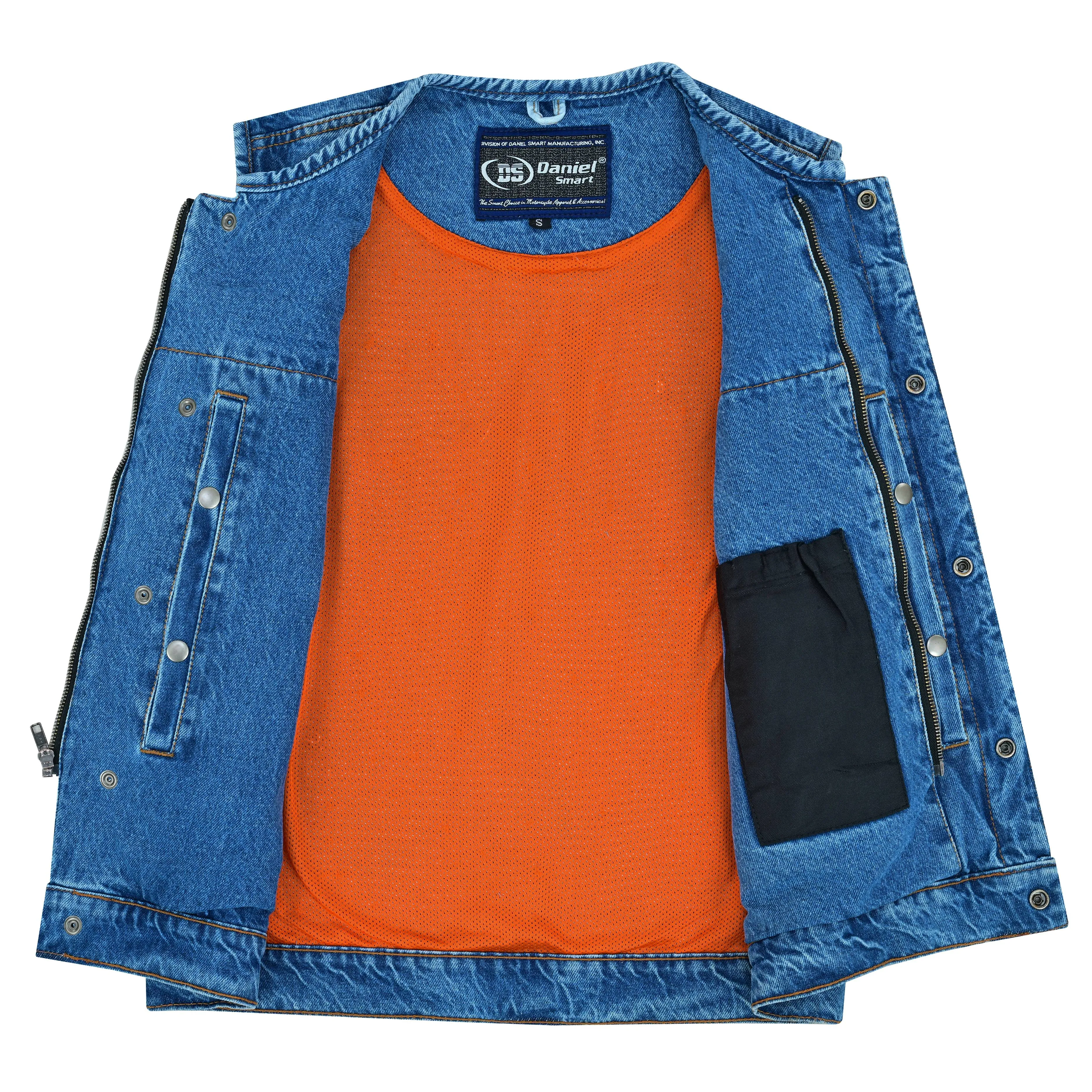 DM Concealed Snaps, Denim Material, Hidden Zipper, w/o Collar