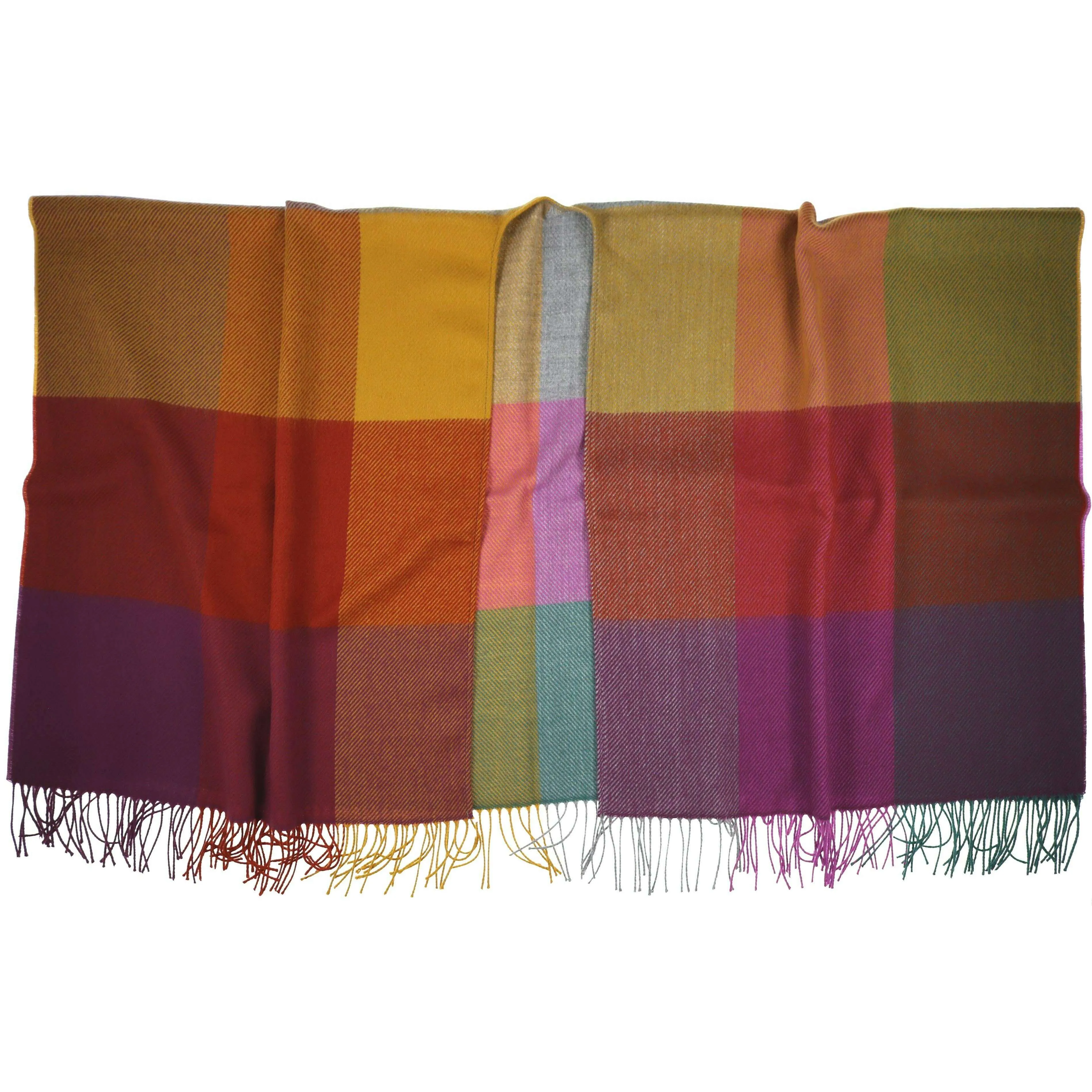 FRAAS - The Scarf Company - Block Plaid Woven Ruana: Blue