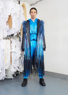 Hooded Raglan Fringe Coat
