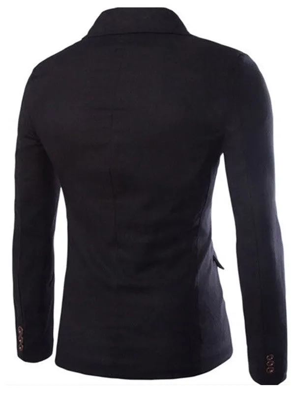 Men's Pure Color One Button Flap Pockets Suits