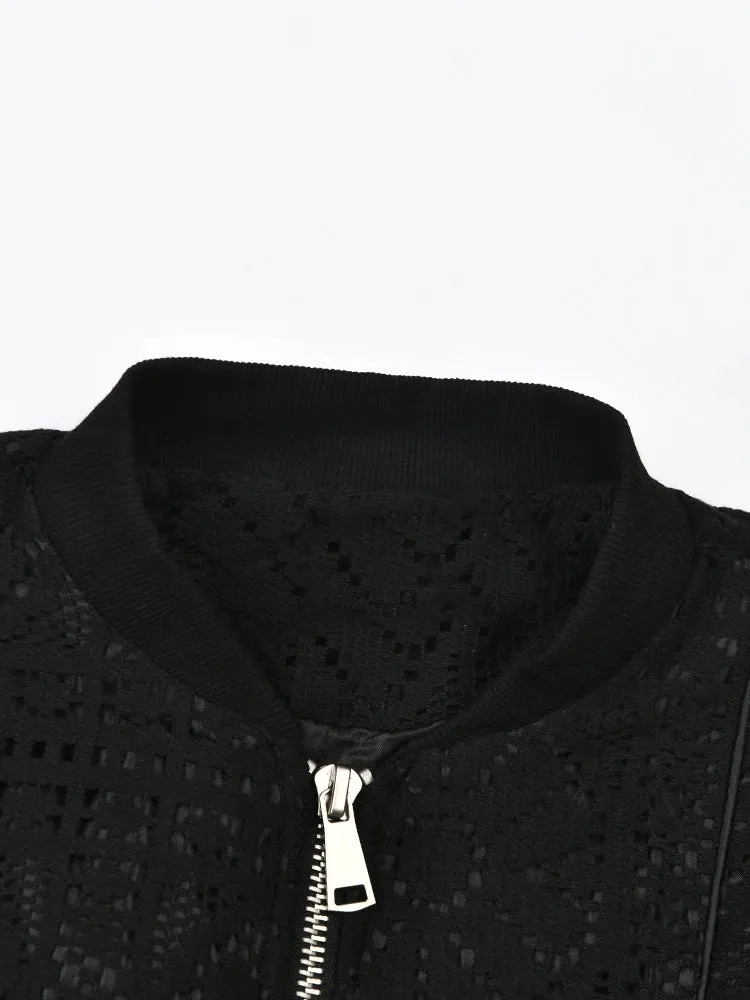 Pre Order:  Stand Collar Hollow Out Jacket