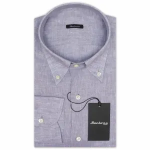 SARTORIO Napoli by KITON Levander Linen Button-Down Casual Shirt NEW